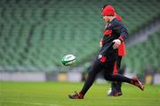 4 February 2012; Wales full-back Leigh Halfpenny in action during the squad captain's run ahead of their side's RBS Six Nations Rugby Championship game against Ireland on Sunday. Wales Rugby Squad Captain's Run, Aviva Stadium, Lansdowne Road, Dublin. Picture credit: Brendan Moran / SPORTSFILE