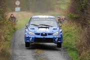 5 February 2012; Tim McNulty and Paul Kiely, in their Subaru Impreza WRC S12B, in action during SS 2, Kilbeg, at the Safety Direct Galway International Rally. Headford, Galway. Picture credit; Barry Cregg / SPORTSFILE