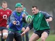 8 February 2012; Ireland's Paddy Wallace in action against Cian Healy during squad training ahead of their side's RBS Six Nations Rugby Championship game against France on Saturday. Ireland Rugby Squad Training, Carton House, Maynooth, Co. Kildare. Picture credit: Matt Browne / SPORTSFILE