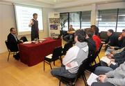 9 February 2012; Dara McGarty, GPA Player Development Officer, speaking during today’s GPA Induction meetings for Dublin based student players in Croke Park, Dublin, while Thomas Colt, GPA Player Development Officer, left, looks on. Picture credit: Pat Murphy / SPORTSFILE