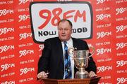 9 February 2012; Leinster Branch President Stuart Bayley speaking at the 98FM Metropolitan Cup Draw. RDS, Ballsbridge, Dublin. Picture credit: Pat Murphy / SPORTSFILE