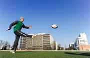 10 February 2012; Ireland out-half Ronan O'Gara during kicking practice ahead of his side's RBS Six Nations Rugby Championship game against France on Saturday. Ireland Rugby Squad Captain's Run, Espace Sportif Jean Pierre Rives, Paris, France. Picture credit: Brendan Moran / SPORTSFILE