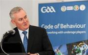 11 February 2012; Uachtarán CLG Criostóir Ó Cuana speaking at the second annual GAA child welfare and protection seminar. Croke Park, Dublin. Picture credit: Pat Murphy / SPORTSFILE