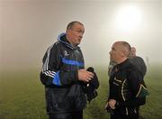 11 February 2012; Dublin manager Pat Gilroy with referee Marty Duffy after the game was abandoned due to heavy fog. Allianz Football League, Division 1, Round 2, Mayo v Dublin, McHale Park, Castlebar, Co. Mayo. Picture credit: David Maher / SPORTSFILE