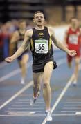 12 February 2012; Daniel Mooney, Letterkenny A.C., Co. Donegal, on his way to winning the Senior Men's 1500m at the Woodie’s DIY Senior Indoor Athletics Championships 2012. Odyssey Arena, Belfast, Co. Antrim. Photo by Sportsfile