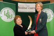 13 February 2012; Elizabeth Nicholson, Managing Director of Private Home Care, left, and Marjorie McCorduck, President of the Irish Ladies Golf Union, in attendance at the Irish Ladies Golf Union and Private Home Care launch ‘Private Home Care Inter-Club Championships. Irish Ladies Golf Union, Sandyford Industrial Estate, Dublin. Picture credit: Pat Murphy / SPORTSFILE