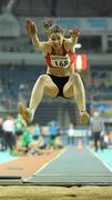 11 February 2012; Mary McLoone, Tir Chonaill A.C., Co. Donegal, in action during the Senior Women's Long Jump at the Woodie’s DIY Senior Indoor Athletics Championships 2012. Odyssey Arena, Belfast, Co. Antrim. Photo by Sportsfile