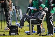 15 February 2012; Ireland's Jonathan Sexton watches on from the sideline during squad training ahead of his side's RBS Six Nations Rugby Championship game against Italy on Saturday 25th February. Ireland Rugby Squad Training, Carton House, Maynooth, Co. Kildare. Picture credit: Stephen McCarthy / SPORTSFILE