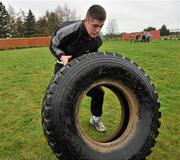 17 February 2012; Team Ireland Olympic boxer Joe Ward in action on the Defence Forces Assault Course at the Curragh Camp, Co. Kildare. Picture credit: David Maher / SPORTSFILE