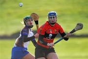 18 February 2012; Patricia Buttimer, University College Cork, in action against Julia White, University of Limerick. 2012 Ashbourne Cup Semi-Final A, University College Cork v University of Limerick, Waterford IT, Waterford. Picture credit: Matt Browne / SPORTSFILE