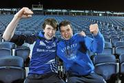 17 February 2012; Leinster supporters Sam Doggett, left, from Stillorgan, Co. Dublin and Karl Finn, from Ballsbridge, Dublin, at the game. Celtic League, Leinster v Scarlets, RDS, Ballsbridge, Dublin. Picture credit: Brendan Moran / SPORTSFILE