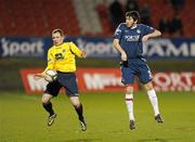 20 February 2012; Derek Pender, Bohemians, in action against Sean Mackle, Portadown. Setanta Sports Cup, First Round, Second Leg, Portadown v Bohemians, Shamrock Park, Portadown, Co. Armagh. Photo by Sportsfile