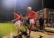 25 February 2012; Sean Og O'hAilpin, Cork, right, makes his way onto the pitch with his team-mates for the start of the game against Waterford. Allianz Hurling League, Division 1A, Cork v Waterford, Pairc Ui Rinn, Cork. Picture credit: Matt Browne / SPORTSFILE