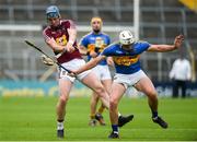 1 July 2017; Tommy Doyle of Westmeath is blocked down by Ronan Maher of Tipperary during the GAA Hurling All-Ireland Senior Championship Round 1 match between Tipperary and Westmeath at Semple Stadium in Thurles, Co Tipperary. Photo by Diarmuid Greene/Sportsfile