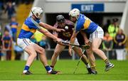 1 July 2017; Aonghus Clarke of Westmeath in action against Ronan Maher, left, and Joe O'Dwyer of Tipperary during the GAA Hurling All-Ireland Senior Championship Round 1 match between Tipperary and Westmeath at Semple Stadium in Thurles, Co Tipperary. Photo by Diarmuid Greene/Sportsfile