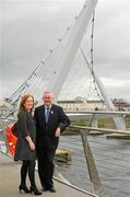 1 March 2012; Uachtarán Chumann Lúthchleas Gael Criostóir Ó Cuana, right, and Shona McCarthy, Chief Executive of the City of Culture, in attendance at the launch of the GAA Participation in City of Culture Derry 2013. Peace Bridge, Derry. Picture credit: Oliver McVeigh / SPORTSFILE