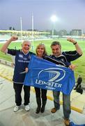 2 March 2012; Leinster supporters from left, Brendan Daly, from Sheriff Street, Dublin, Eimear Gilna, from Laytown, Co. Meath, and Jim Gilda, from Laytown, Co. Meath, at the game. Celtic League, Aironi v Leinster, Stadio Zaffanella, Viadana, Italy. Picture credit: Stephen McCarthy / SPORTSFILE