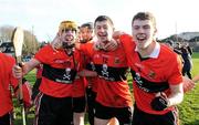 3 March 2012; UCC players, from left to right, Seamus Corry, Dara Fives, Seamus Harnedy and Stephen Maher celebrate after victory over CIT. Irish Daily Mail Fitzgibbon Cup Final, University College Cork v Cork Institute of Technology, Mardyke Arena, Cork. Picture credit: Diarmuid Greene / SPORTSFILE
