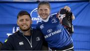5 July 2017; Rob Kearney and Ross Byrne of Leinster Rugby came out to the Bank of Ireland Leinster Rugby Summer Camp at Donnybrook Stadium. Pictured is Kyla Fitzpatrick, age 10, after having her big brother's spikes signed by Ross Byrne, pictured, and Kearney at Donnybrook Stadium in Dublin. Photo by Cody Glenn/Sportsfile