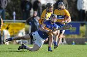 4 March 2012; Brian O'Meara, Tipperary, in action against Patrick Donnellan, Clare. Waterford Crystal Cup Hurling Final, Clare v Tipperary, O'Garney Park, Sixmilebridge, Co. Clare. Picture credit: Diarmuid Greene / SPORTSFILE