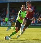 7 July 2017;  Padraic Cunningham of Galway United in action against Robbie Williams of Limerick during the SSE Airtricity League Premier Division match between Galway United and Limerick at Eamonn Deacy Park in Galway. Photo by David Maher/Sportsfile