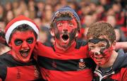 6 March 2012; Kilkenny College supporters, from left, Geoff Cunningham, Dylan Connolly and Gearoid Thompkins before the game. Powerade Leinster Schools Senior Cup Semi-Final, Kilkenny College v St. Michael's College, Donnybrook Stadium, Donnybrook, Dublin. Picture credit: Barry Cregg / SPORTSFILE