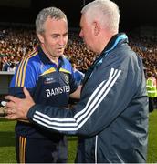 8 July 2017; Dublin manager Ger Cunningham, right, shakes hands with Tipperary manager Michael Ryan after the GAA Hurling All-Ireland Senior Championship Round 2 match between Dublin and Tipperary at Semple Stadium in Thurles, Co Tipperary. Photo by Ray McManus/Sportsfile