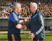 8 July 2017; Dublin manager Ger Cunningham, right, shakes hands with Tipperary manager Michael Ryan after the GAA Hurling All-Ireland Senior Championship Round 2 match between Dublin and Tipperary at Semple Stadium in Thurles, Co Tipperary. Photo by Ray McManus/Sportsfile