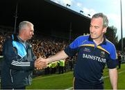 8 July 2017; Dublin manager Ger Cunningham, left, shakes hands with Tipperary manager Michael Ryan after the GAA Hurling All-Ireland Senior Championship Round 2 match between Dublin and Tipperary at Semple Stadium in Thurles, Co Tipperary. Photo by Ray McManus/Sportsfile