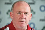 7 March 2012; Ireland head coach Declan Kidney speaking to the media during a press conference ahead of their side's RBS Six Nations Rugby Championship game against Scotland on Saturday. Ireland Rugby Squad Press Conference, Carton House, Maynooth, Co. Kildare. Picture credit: Barry Cregg / SPORTSFILE