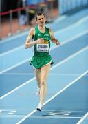 9 March 2012; Ireland's Ciaran O'Lionaird crosses the line to finish in 11th position during his heat of the Men's 1500m event, in a time of 3:50.12, during the first day of the 14th IAAF World Indoor Championships. Atakoy Athletics Arena, Bakirkoy, Istanbul, Turkey. Picture credit: Stephen McCarthy / SPORTSFILE