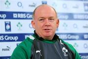 9 March 2012; Ireland head coach Declan Kidney speaking to the media during a press conference ahead of their RBS Six Nations Championship match against Scotland on Saturday. Ireland Rugby Squad Press Conference, Aviva Stadium, Lansdowne Road, Dublin. Picture credit: Matt Browne / SPORTSFILE