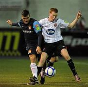 9 March 2012; James Chambers, St Patrick's Athletic, in action against Gary Shanahan, Dundalk. Airtricity League Premier Division, Dundalk v St Patrick's Athletic, Oriel Park, Dundalk, Co. Louth. Picture credit: Oliver McVeigh / SPORTSFILE