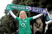 10 March 2012; Ireland supporter Janine Simpson, from Hillsborough, Co. Down, on the way to the game. RBS Six Nations Rugby Championship, Ireland v Scotland, Aviva Stadium, Lansdowne Road, Dublin. Picture credit: Matt Browne / SPORTSFILE