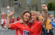 9 July 2017; Cork supporters Chloe Morrissey, left, and Niamh O'Leary at the Munster GAA Hurling Senior Championship Final match between Clare and Cork at Semple Stadium in Thurles, Co Tipperary. Photo by Piaras Ó Mídheach/Sportsfile