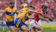 9 July 2017; Christopher Joyce of Cork in action against Conor McGrath of Clare during the Munster GAA Hurling Senior Championship Final match between Clare and Cork at Semple Stadium in Thurles, Co Tipperary. Photo by Brendan Moran/Sportsfile