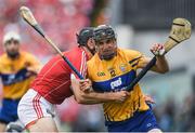 9 July 2017; John Conlon of Clare in action against Christopher Joyce of Cork during the Munster GAA Hurling Senior Championship Final match between Clare and Cork at Semple Stadium in Thurles, Co Tipperary. Photo by Brendan Moran/Sportsfile