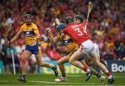 9 July 2017; Shane O'Donnell of Clare is tackled by Damian Cahalane and Mark Coleman of Cork resulting in a penalty for Clare during the Munster GAA Hurling Senior Championship Final match between Clare and Cork at Semple Stadium in Thurles, Co Tipperary. Photo by Brendan Moran/Sportsfile