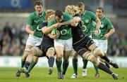 10 March 2012; Cian Healy, Ireland, is tackled by David Denton, left, and Richie Gray, Scotland. RBS Six Nations Rugby Championship, Ireland v Scotland, Aviva Stadium, Lansdowne Road, Dublin. Photo by Sportsfile