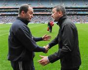 11 March 2012; Dublin manager Anthony Daly, left, shakes hands with Cork manager Jimmy Barry Murphy after the game. Allianz Hurling League Division 1A, Dublin v Cork, Croke Park, Dublin. Picture credit: Daire Brennan / SPORTSFILE