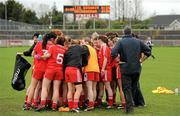 11 March 2012; The Tyrone team form a huddle before the game. Bord Gais Energy Ladies National Football League Division 1, Round 5, Tyrone v Monaghan, Healy Park, Omagh, Co. Tyrone. Picture credit: Oliver McVeigh / SPORTSFILE