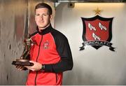 11 July 2017;  Patrick McEleney of Dundalk with the SSE Airtricity/SWAI Player of the Month Award for June 2017 at Oriel Park, Dundalk, Co.Louth. Photo by David Maher/Sportsfile