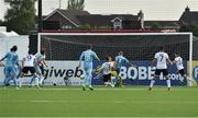 12 July 2017; Tore Reginiussen, 4, of Rosenborg scores his side's first goal during the UEFA Champions League Second Qualifying Round first leg match between Dundalk and Rosenborg at Oriel Park in Dundalk, Co Louth. Photo by David Maher/Sportsfile