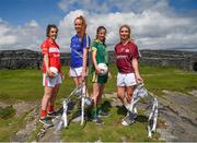 13 July 2017; Stars of the TG4 All Ireland Championships assembled at the famous Dún Aengus on Inis Mór in the Aran Islands to launch the 2017 TG4 All Ireland Championships. The championship gets underway when the preliminary rounds take place on July 22nd as 36 counties begin the journey that will take them to Croke Park on September 24th. TG4 also announced their search for the #properfan that will take place throughout the 2017 TG4 All Ireland Champinships. Pictured are ladies footballers, from left, Ciara O'Sullivan of Cork, Aishling Moloney of Tipperary, Niamh O'Sullivan of Meath, and Sinead Burke of Galway, at Dún Aengus, Inis Mór, Aran Islands, Co. Galway.  Photo by Seb Daly/Sportsfile