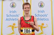 10 March 2012; Kevin Dooney, C.B.C. Monkstown, Dublin, with his gold medal after winning the Senior Boys 6000m race at the Aviva All-Ireland Schools' Cross Country 2012. St Mary’s College, Galway. Picture credit: Diarmuid Greene / SPORTSFILE