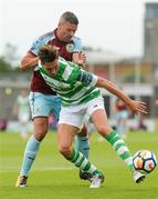 14 July 2017; Tom Linthorst of Shamrock Rovers XI in action against Jon Walters of Burnley during the Friendly match between Shamrock Rovers XI and Burnley at Tallaght Stadium in Tallaght, Co Dublin. Photo by Piaras Ó Mídheach/Sportsfile