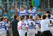 14 March 2012; Steven Wilson, left, and Syed Rizvi, St. Andrew’s College, are lifted shoulder high by their team-mates after the match. Fr. Godfrey Cup Final, St. Gerard’s School v St. Andrew’s College, Templeville Road, Dublin. Picture credit: Brian Lawless / SPORTSFILE