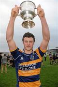 14 March 2012; Robert Henshaw, Marist College, Athlone, lifts the cup after victory over Sligo Grammar School. Supermac's Connacht Schools Senior Cup Final, Marist College, Athlone v Sligo Grammar School, Sportsground, Galway. Picture credit: Pat Murphy / SPORTSFILE