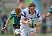 14 March 2012; Jordan Larmour, St. Andrew’s College, on his way to scoring his side's first try. Fr. Godfrey Cup Final, St. Gerard’s School v St. Andrew’s College, Templeville Road, Dublin. Picture credit: Brian Lawless / SPORTSFILE