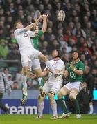 17 March 2012; Tommy Bowe, Ireland, is tackled by David Strettle, England. RBS Six Nations Rugby Championship, England v Ireland, Twickenham Stadium, London, England. Picture credit: Brendan Moran / SPORTSFILE